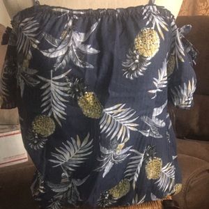 Gently Used Pineapple Off the Shoulder Top